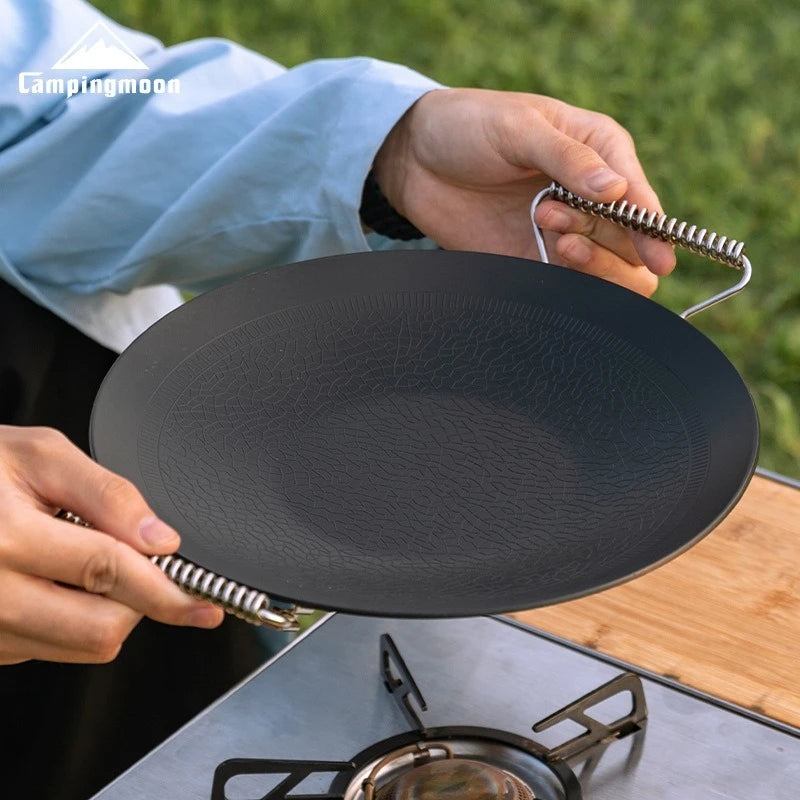 CAMPINGMOON GRW-27 Non-Stick Wok – Compact Crushed Stone Frying Pan for Outdoor Cooking