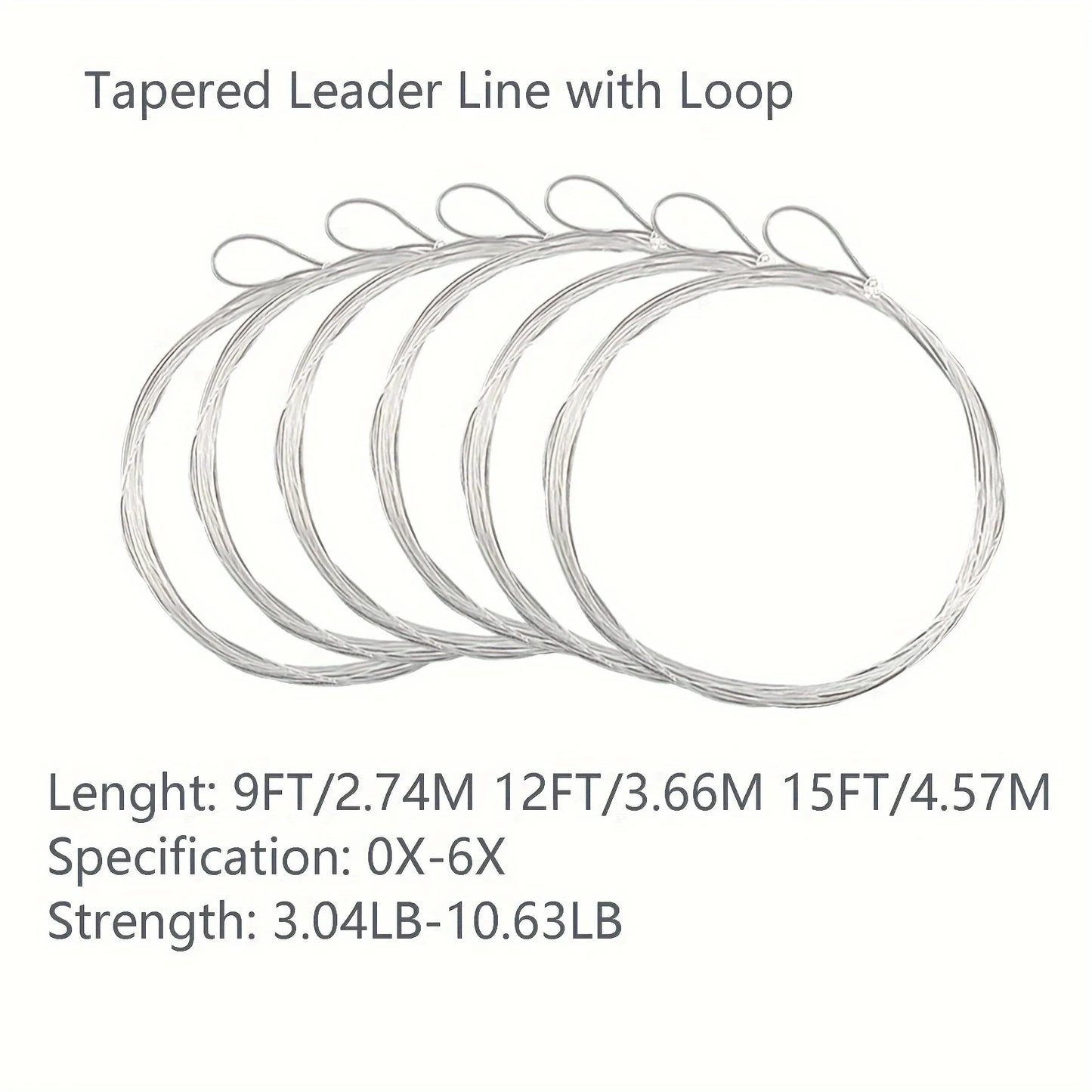 Aventik Pre-Tied Loop Clear Tapered Fly Fishing Leader – 6-Pack