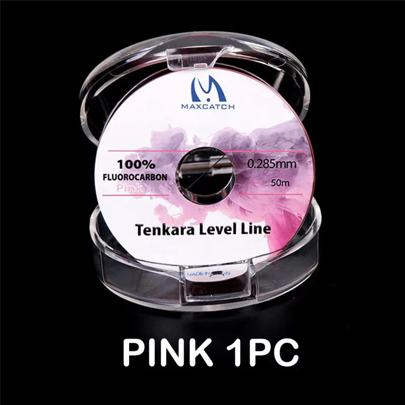 MAXIMUMCATCH 50M 2.5# Tenkara Pro Level Line - Fluorocarbon Fly Fishing Line – Pink/Orange | Small Stream Precision