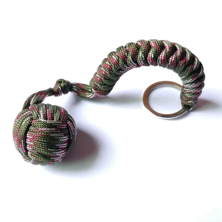 Outdoor Self‑Defense Umbrella Rope & Monkey Fist Paracord Keychain