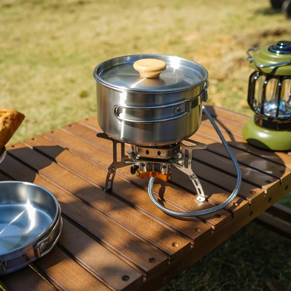Outdoor Camping Pot Set – Durable Stainless-Steel Tableware for Every Adventure