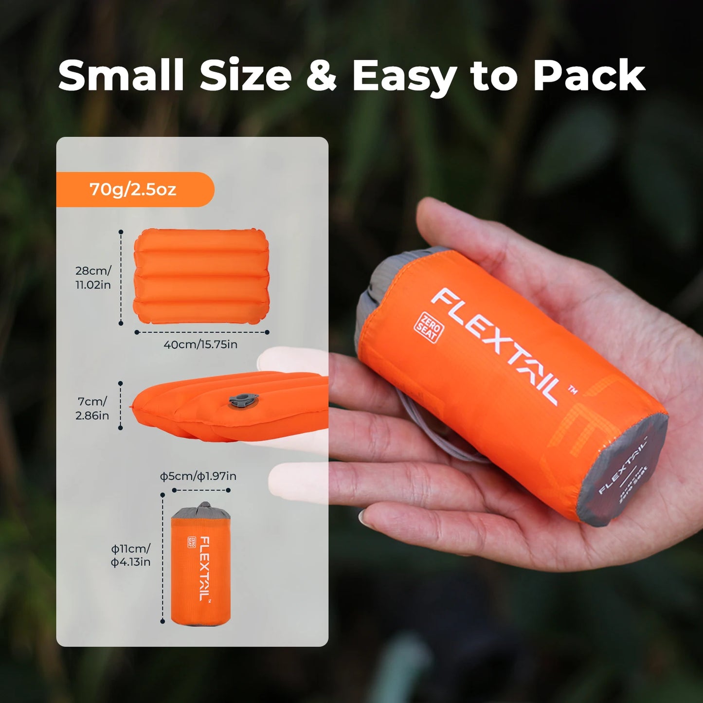 FLEXTAIL ZERO SEAT – Ultralight Inflatable Cushion with 2.8 R-Value & Carrying Bag
