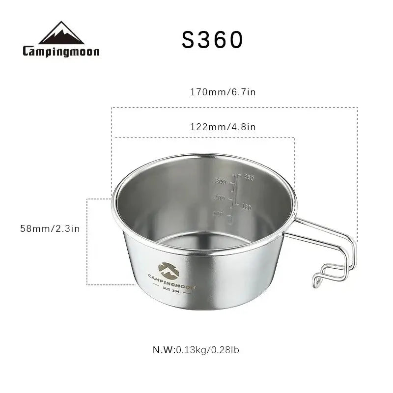 CAMPINGMOON Outdoors S360 Large Capacity Stainless Steel Syrah Cup & Bowl – 450ml