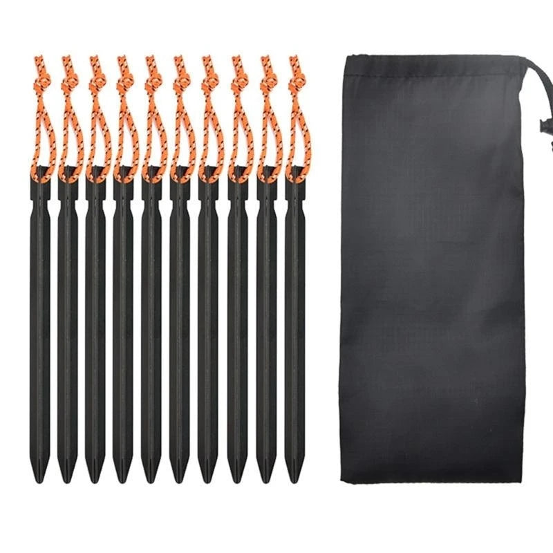 10Pcs Heavy-Duty Aluminum Alloy Tent Stakes – Secure Your Shelter Anywhere