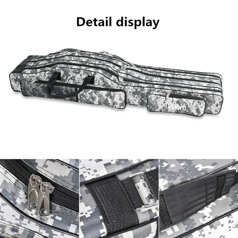 Three-Layer Foldable Fishing Rod Bag – Spacious & Durable Outdoor Storage