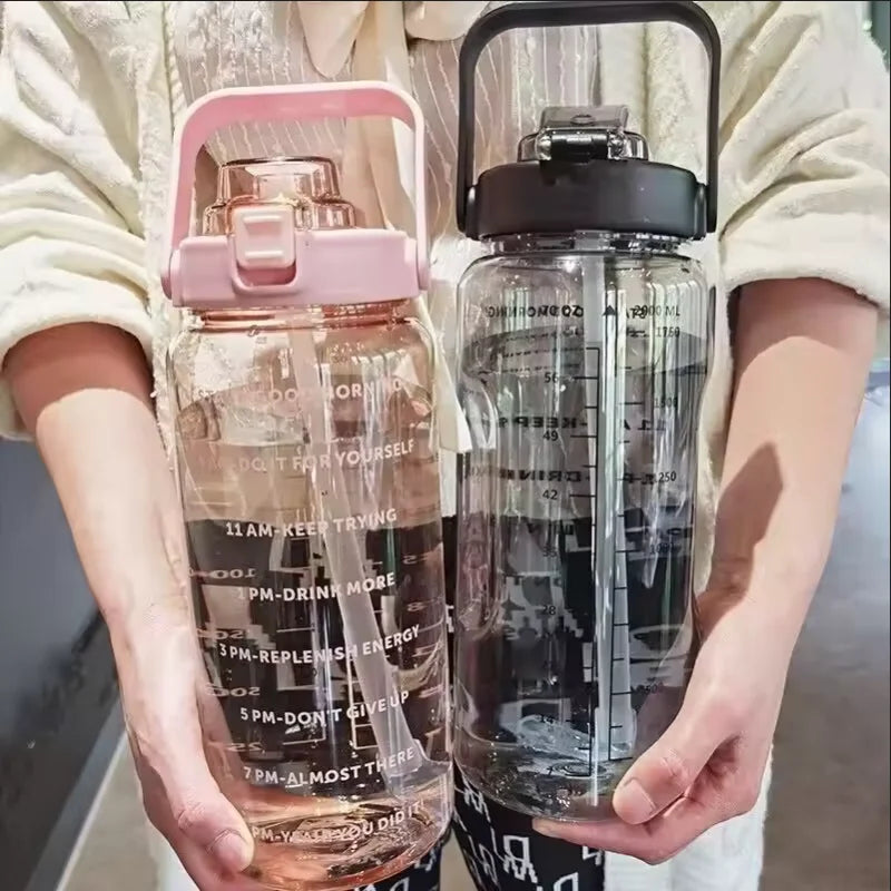 2L Large Capacity Water Bottle with Straw