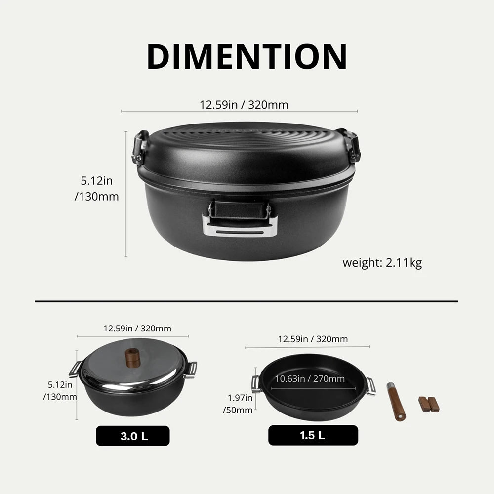 Fire-Maple Banquet Duo Cast Aluminum Cooking Set - Stackable Non-Stick Frypan & Stock Pot Set for 2-4 Person Family Camping