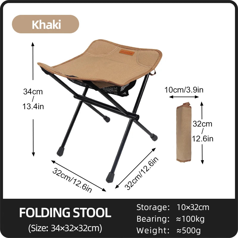 Outdoor Portable Folding Stool – Lightweight Aluminum Alloy Mini Chair with Storage
