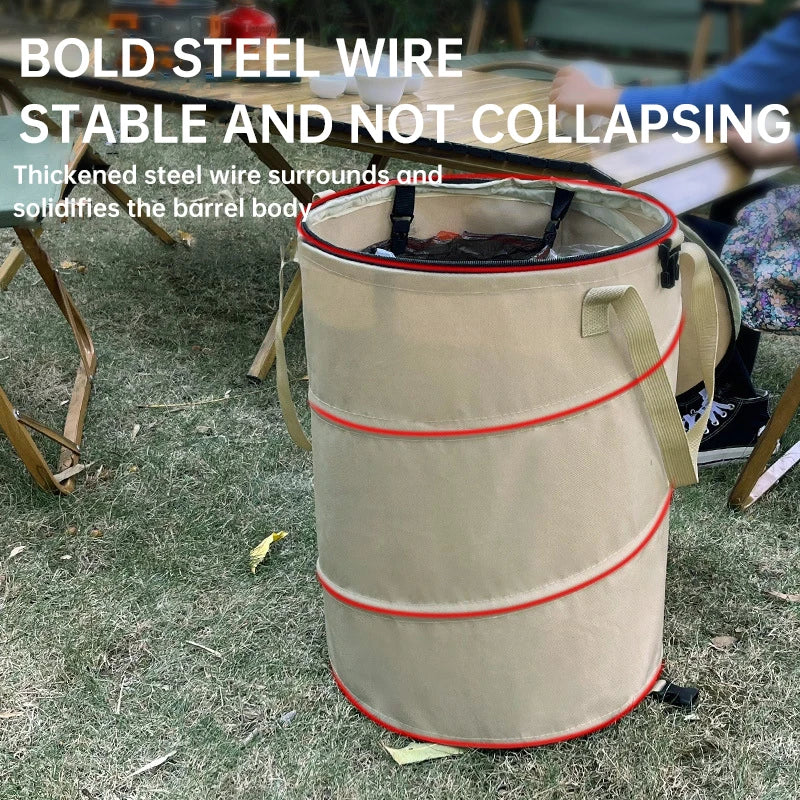 Pop-Up Camping Trash Can – Foldable Canvas Outdoor Garbage Bin