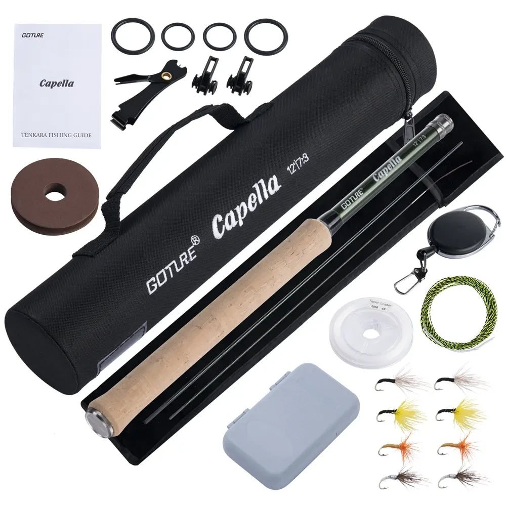 Goture 12FT Classical Tenkara Fly Fishing Rod Combo Super Lightweight • Portable • IM8 Carbon Fiber • Complete Trout Fishing Set