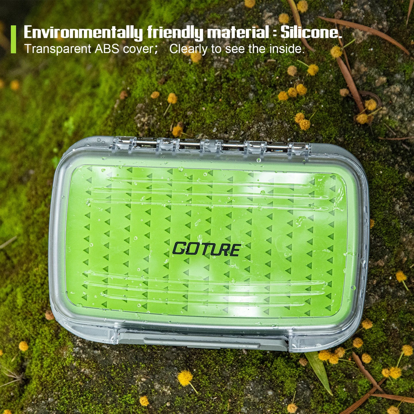 Goture Waterproof Fly Fishing Storage Box – Double-Sided Silicone Insert Tackle Organizer