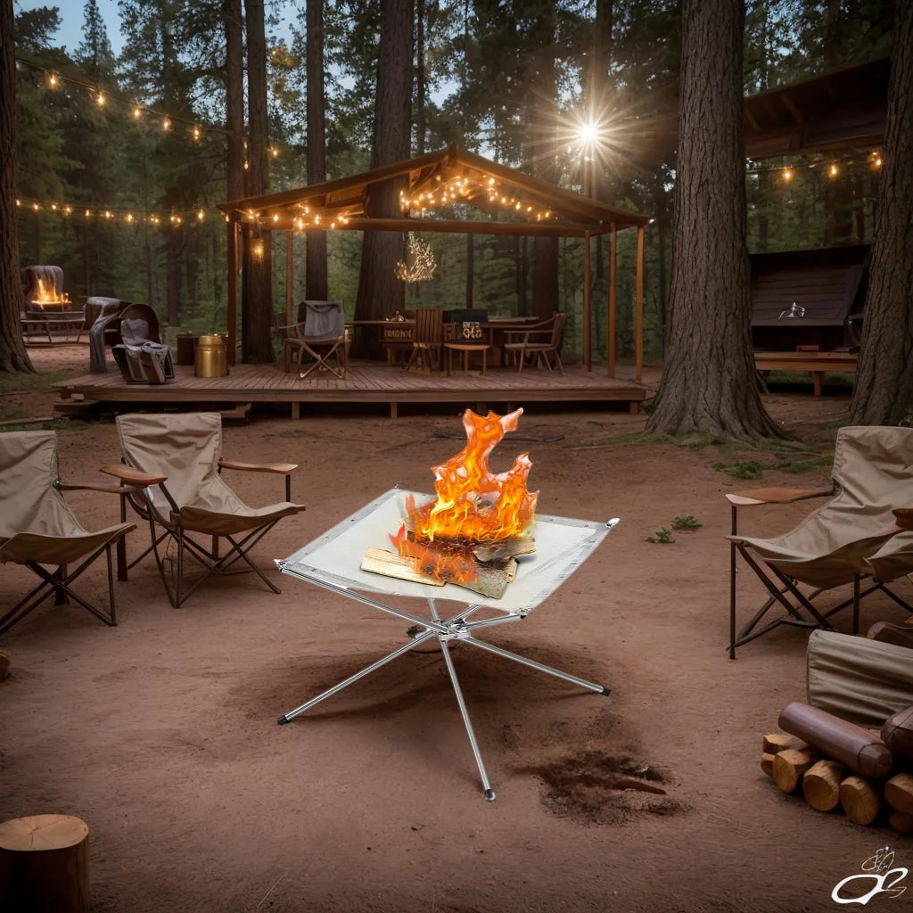 Portable Outdoor Fire Pit – Collapsible Steel Mesh Fire Stand