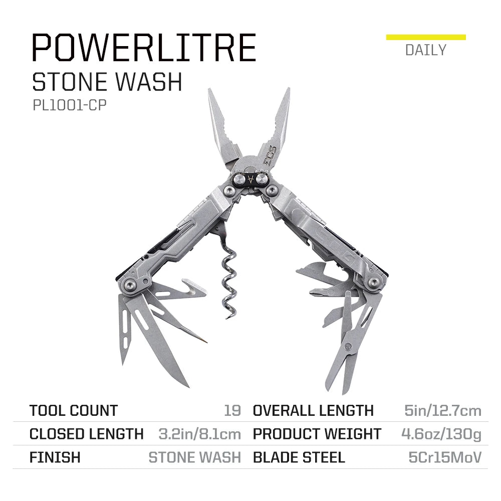 SOG PowerLitre 19-in-1 Mini Multi-Tool – Compact EDC for Outdoor Survival