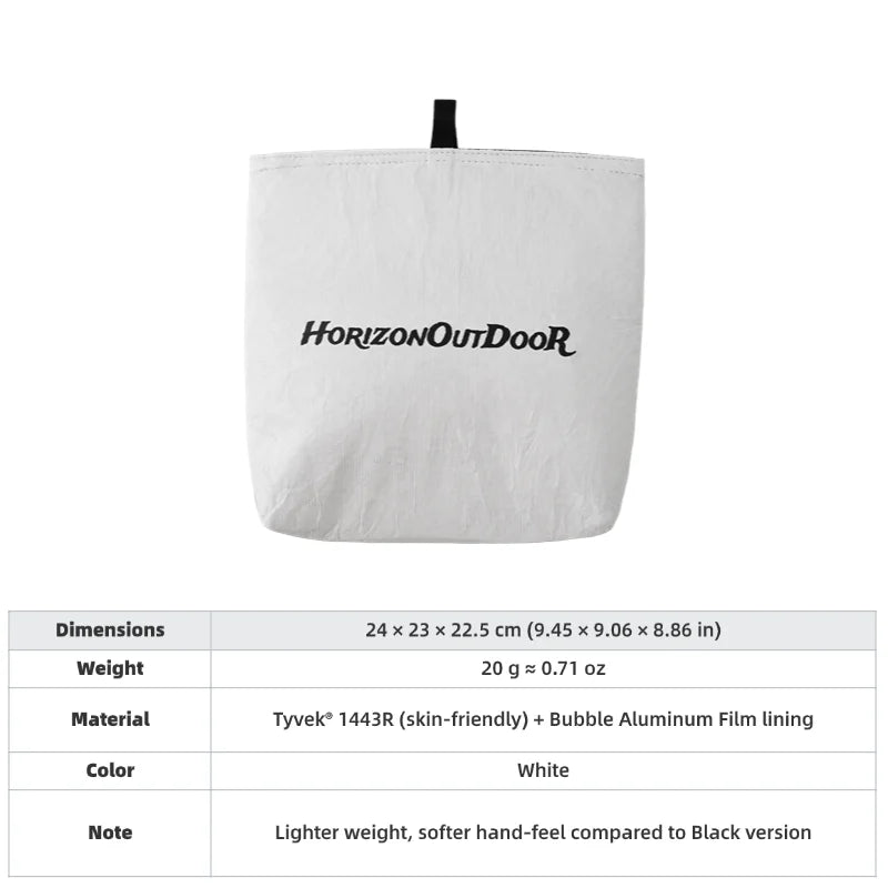 Outdoor Tyvek® Insulated Food Pouch – Ultralight Waterproof Meal Warmer Bag for Hiking, Camping & Backpacking