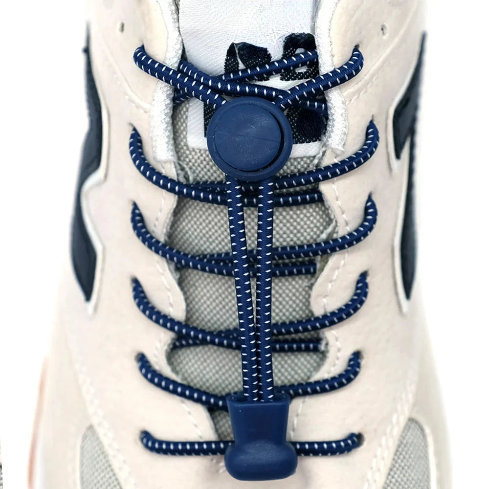 1Pair Elastic Shoelaces with Lock Sneaker No Tie Shoe Laces Stretching Lock Round Lock Lazy Quick Shoelace Hiking Shoestrings