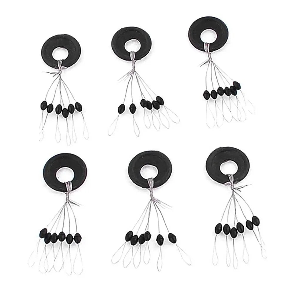 600Pcs (100 Groups) Rubber Space Beans Oval Stopper Set - Essential Fishing Bobber & Rigging Accessories for Fly Fishing, Spinner Baits & More