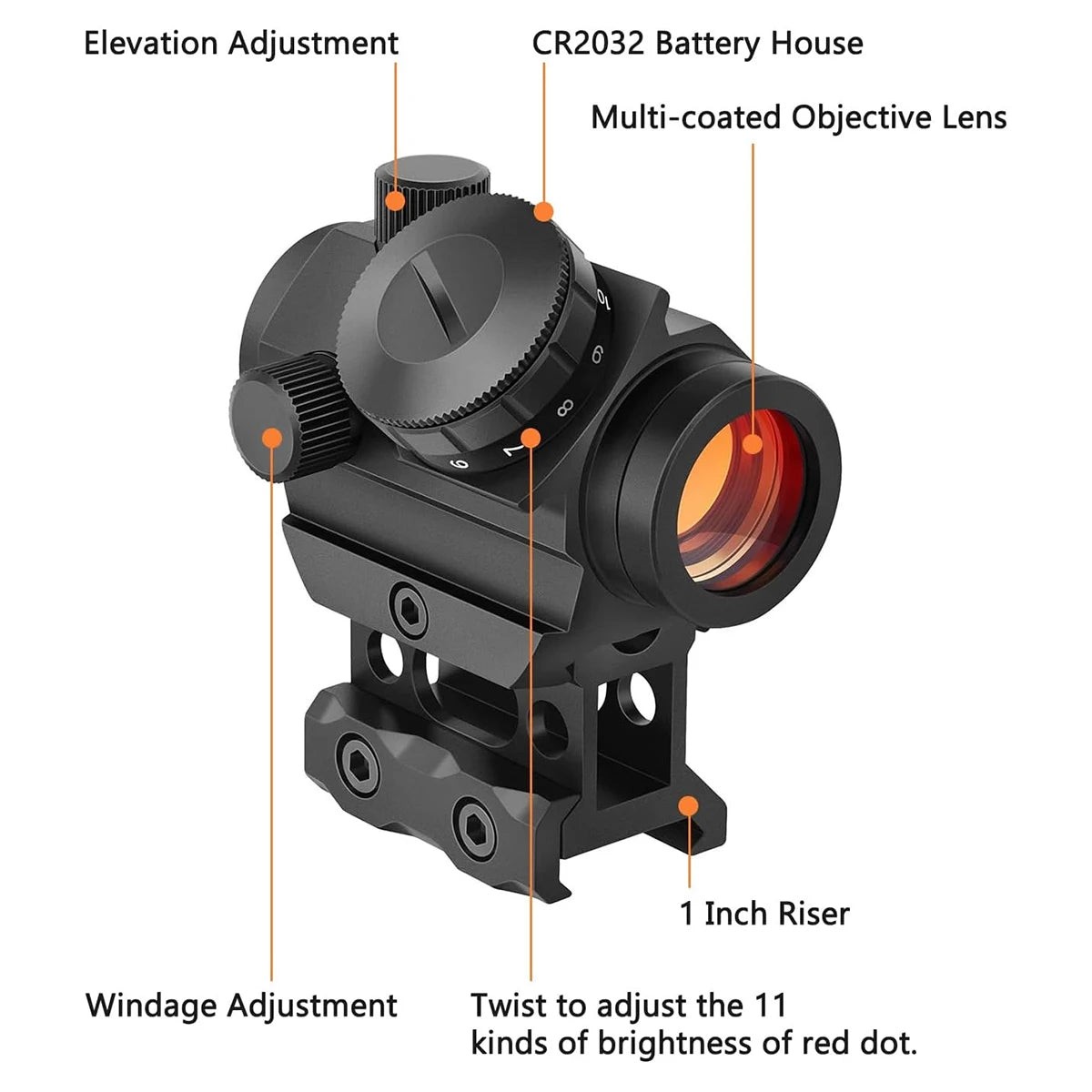 2 MOA Red Dot Sight – 1×25mm Reflex Optic