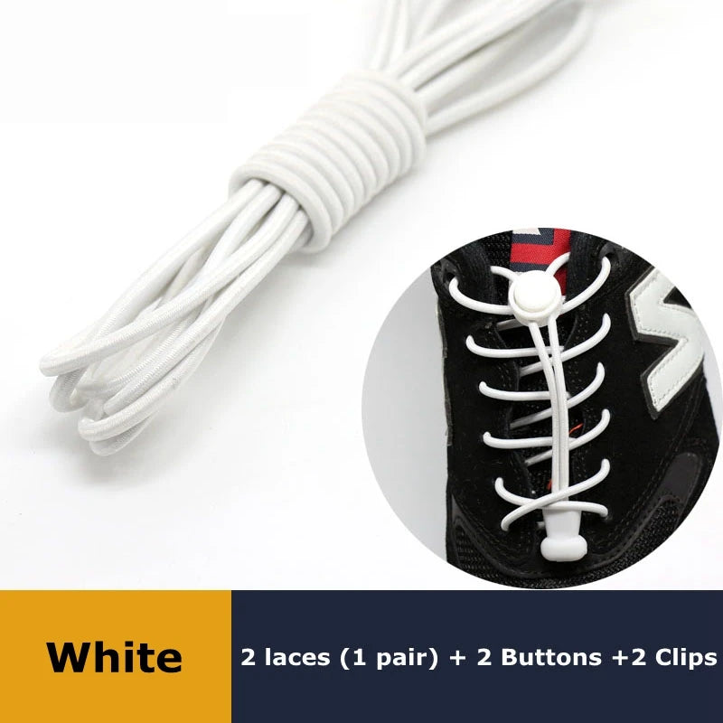 1 Pair Elastic No-Tie Shoelaces – Quick Lock Round Rubber Laces for Sneakers