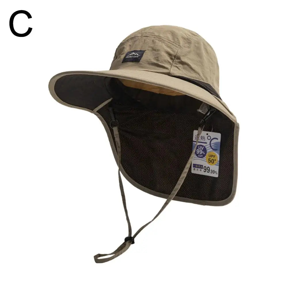 UV Protection Wide Brim Outdoor Hat - Waterproof, Quick-Drying Fisherman Cap with Breathable Mesh & Neck Protection
