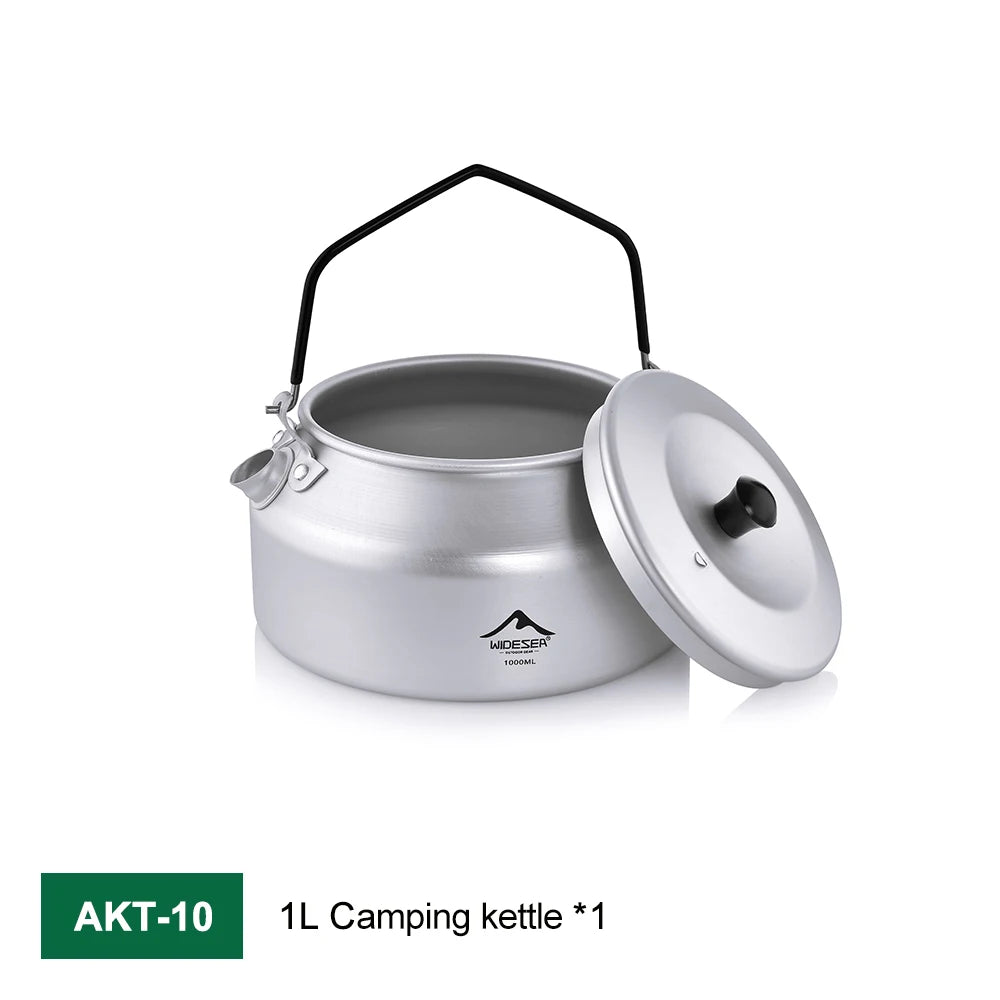 Widesea 1L Camping Kettle – Pure Aluminum Outdoor Cookware with Removable Handle Design