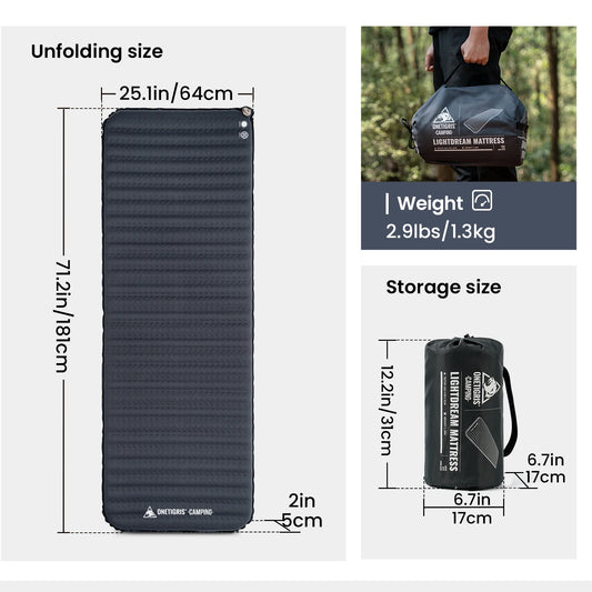 Onetigris LIGHTDREAM Camping Mattress – Lightweight Self-Inflating Sleeping Pad