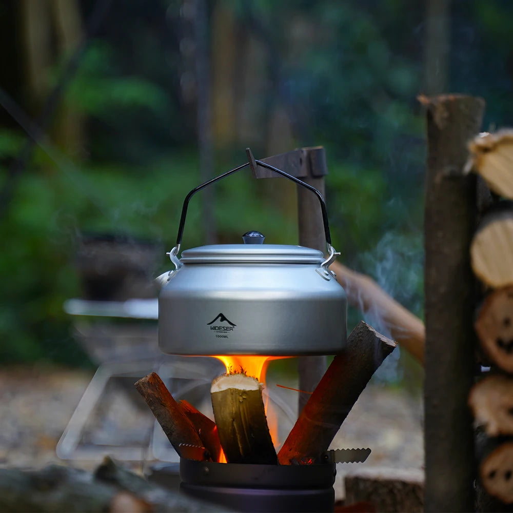 Widesea 1L Camping Kettle – Pure Aluminum Outdoor Cookware with Removable Handle Design