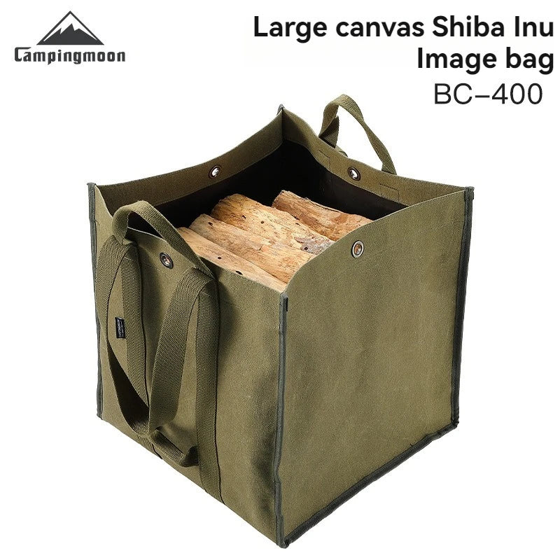 CAMPINGMOON Firewood Storage Bag – Heavy-Duty Canvas Camping Equipment Carrier