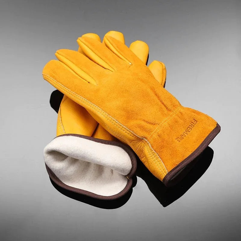 Fire‑Maple Gingko Cowhide Leather Work Gloves
