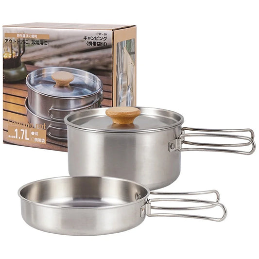 Outdoor Camping Pot Set – Durable Stainless-Steel Tableware for Every Adventure