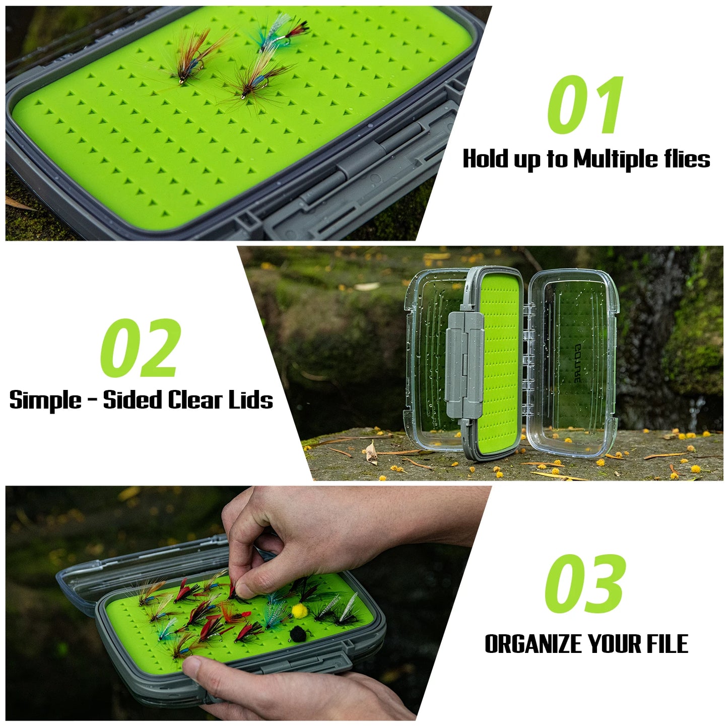 Goture Waterproof Fly Fishing Storage Box – Double-Sided Silicone Insert Tackle Organizer