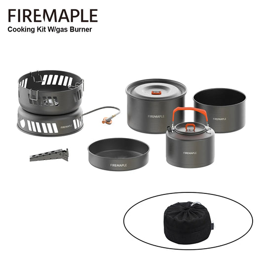 Fire Maple Cooking Kit with Gas Burner – All-in-One Outdoor Stove & Cookware Set for Camping and Hiking