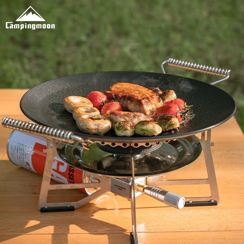CAMPINGMOON GRW-27 Non-Stick Wok – Compact Crushed Stone Frying Pan for Outdoor Cooking