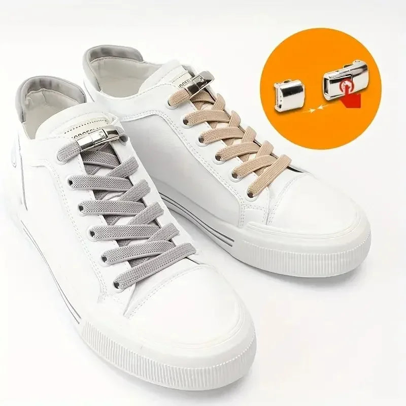 8MM No-Tie Elastic Shoe Laces with Press Lock – Widened Flat Design for Kids & Adults