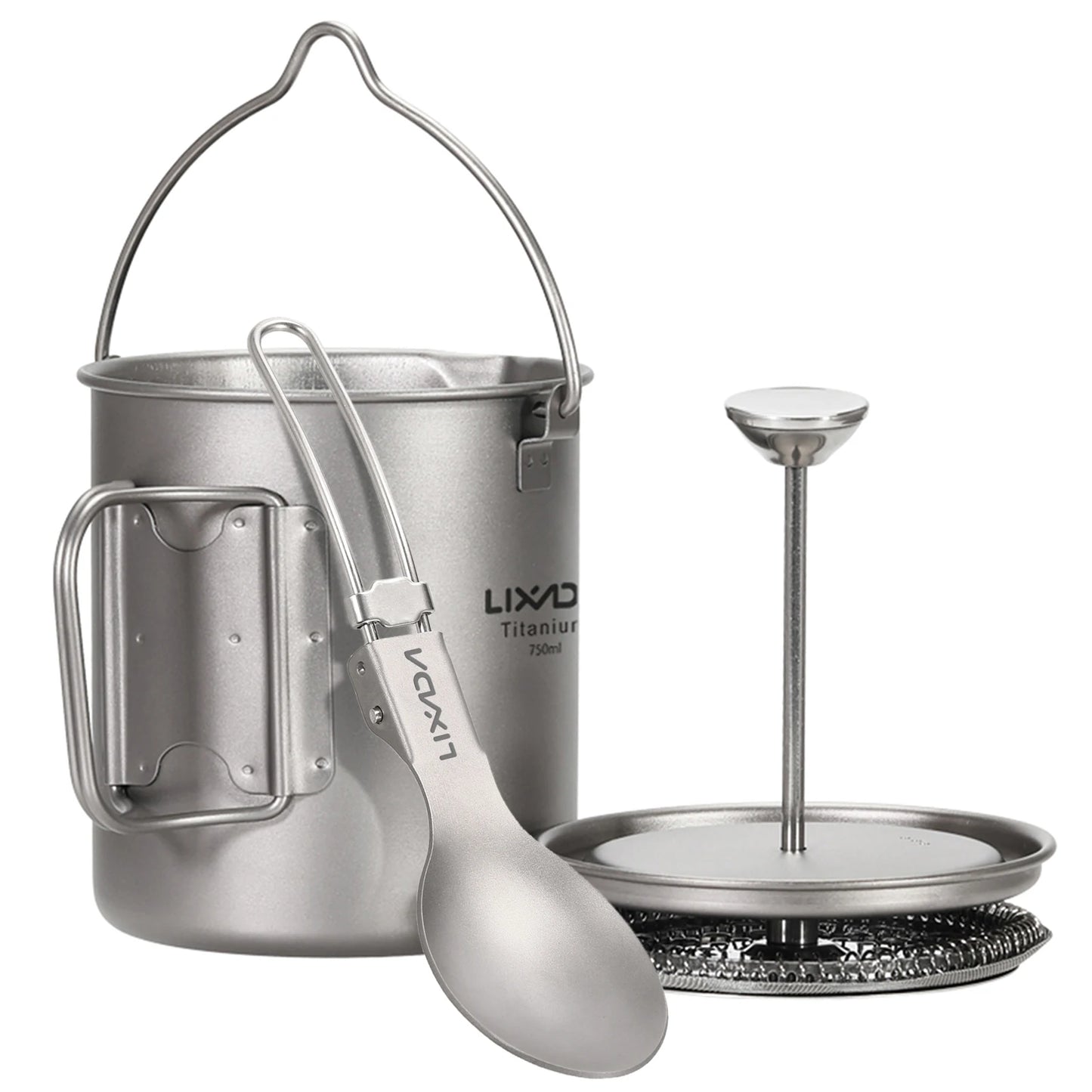 Lixada 750ml Titanium Coffee Cup Mug French Press Pot
