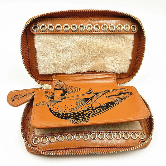 Fly Fishing Sequin Bait Lure Storage Bag – Felt Cowhide Fly Dryer Wallet for Fishermen