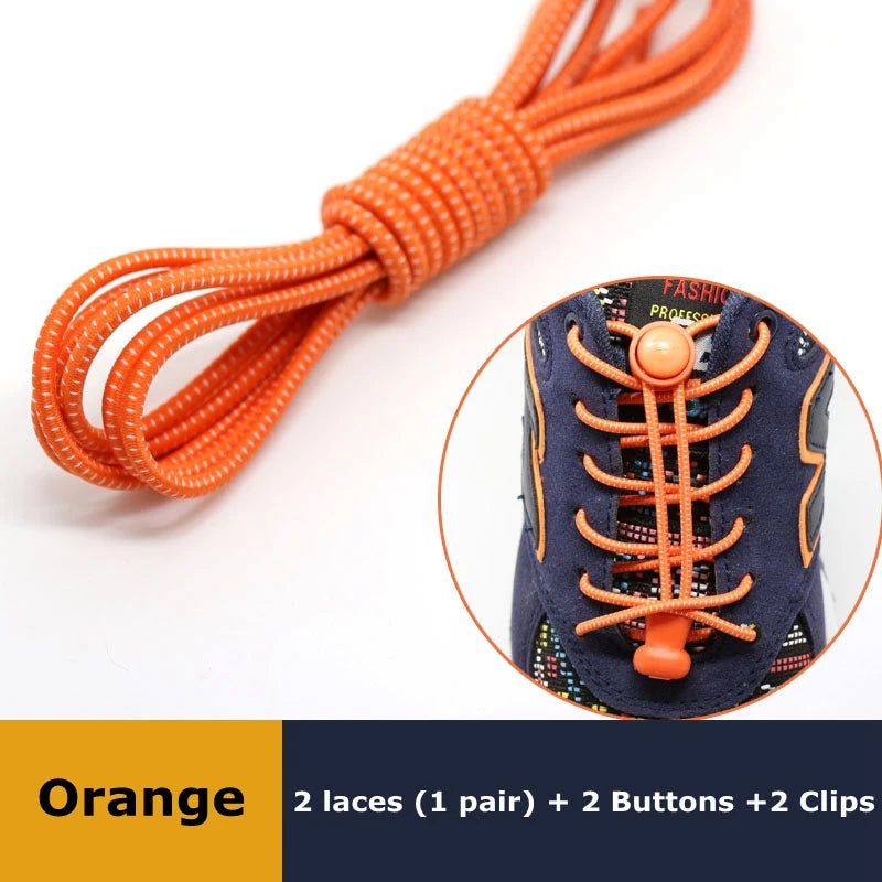 1 Pair Elastic No-Tie Shoelaces – Quick Lock Round Rubber Laces for Sneakers