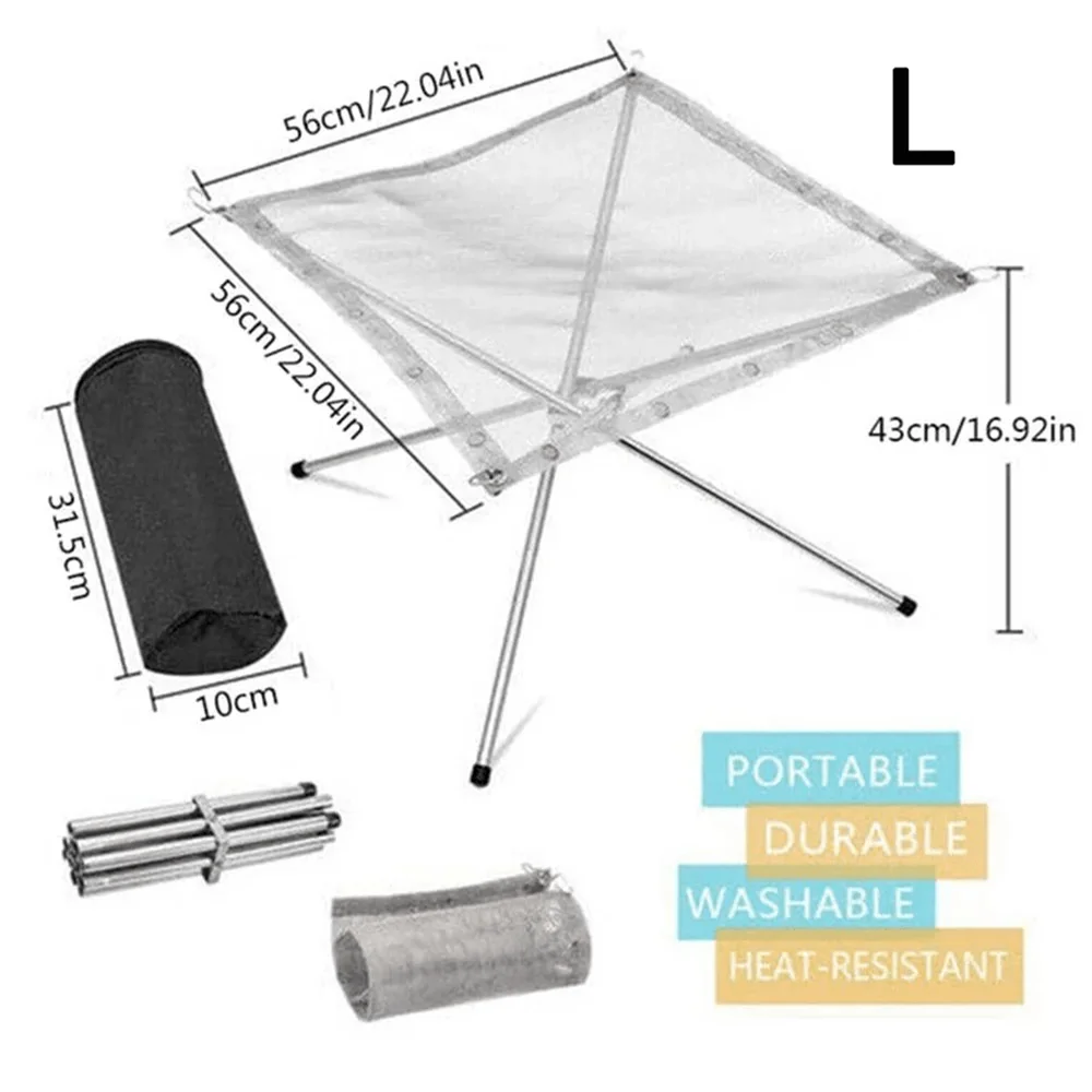 Portable Outdoor Fire Pit – Collapsible Steel Mesh Fire Stand
