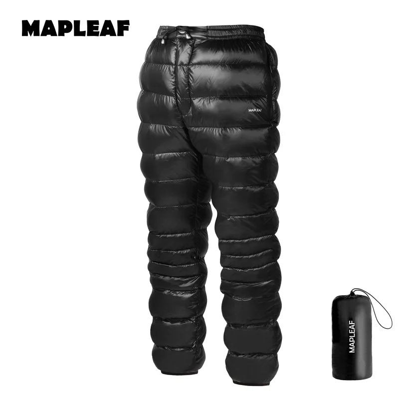MAPLEAF Ultralight Down Pants – 800FP Warm Winter Trousers for Outdoor Adventures