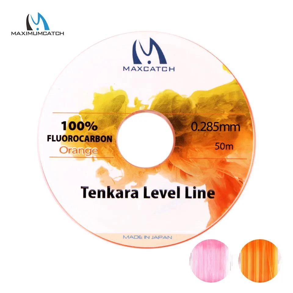 MAXIMUMCATCH 50M 2.5# Tenkara Pro Level Line - Fluorocarbon Fly Fishing Line – Pink/Orange | Small Stream Precision