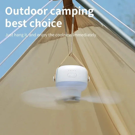 🌬️ Portable CCamping Ceiling Fan – 2400mAh Rechargeable Tent Ventilator with LED Light & Remote Control