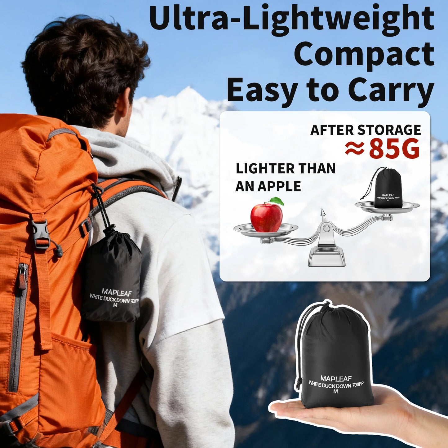 MAPLEAF Down Booties – Winter Warm Down Socks & Slippers for Camping and Hiking