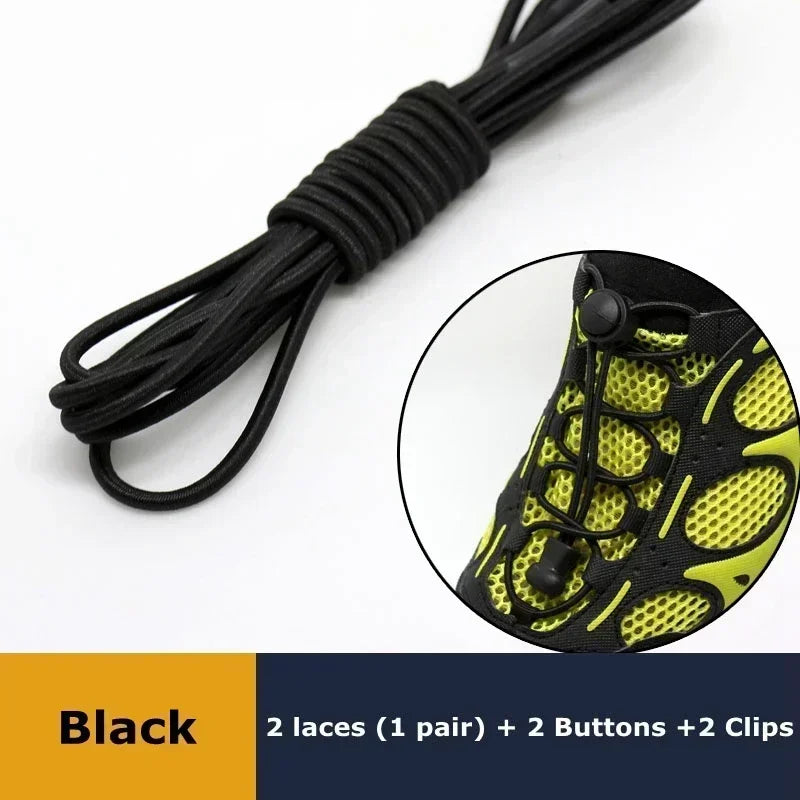 1Pair Elastic Shoelaces with Lock Sneaker No Tie Shoe Laces Stretching Lock Round Lock Lazy Quick Shoelace Hiking Shoestrings
