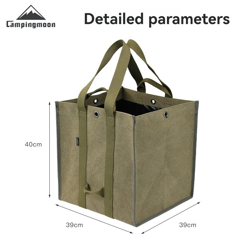 CAMPINGMOON Firewood Storage Bag – Heavy-Duty Canvas Camping Equipment Carrier
