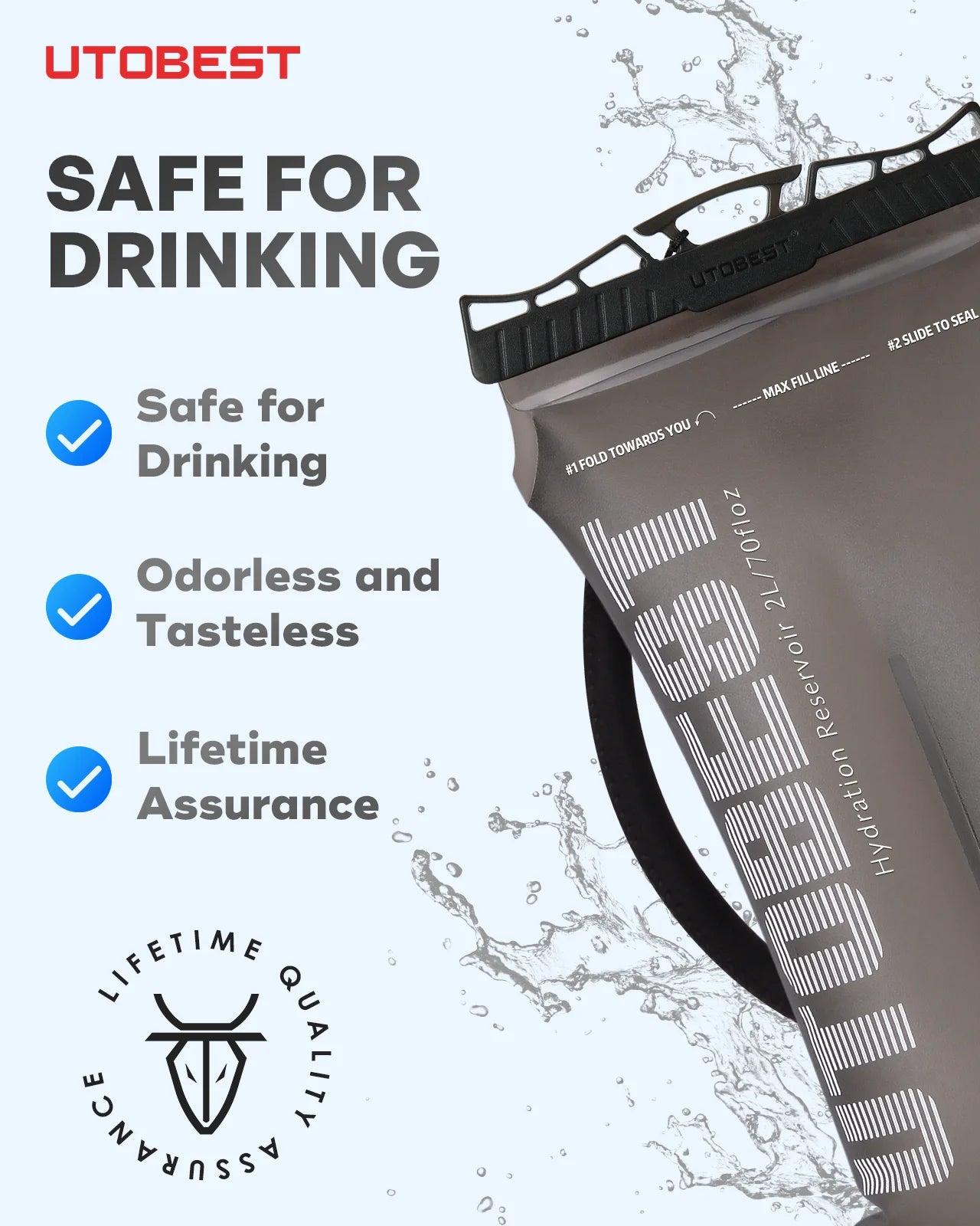 1.5L / 2L / 3L Water Bladder Hydration Pack Reservoir