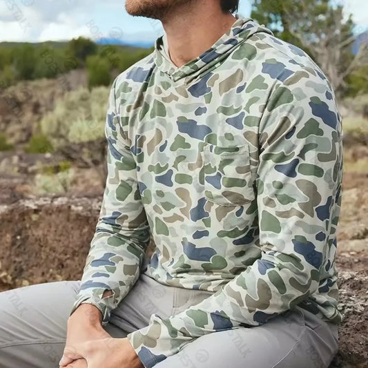 Camouflage Fishing Shirt Breathable • Sunscreen Protection • Quick‑Dry Ice Silk Fabric