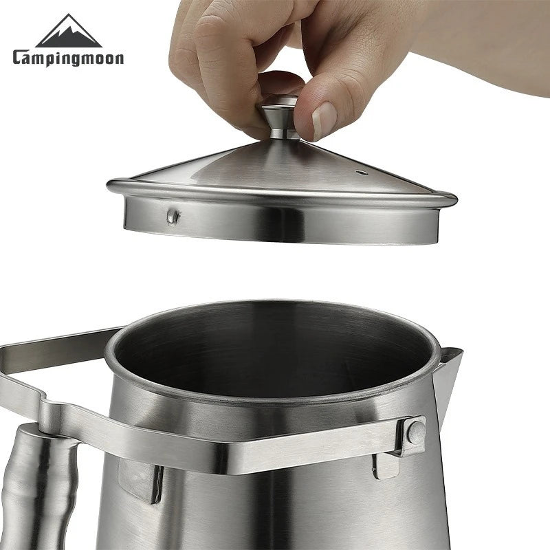 CAMPINGMOON SW-6 Stainless Steel Camping Kettle – Large Capacity Fire Kettle for Tea & Hand-Brewed Coffee
