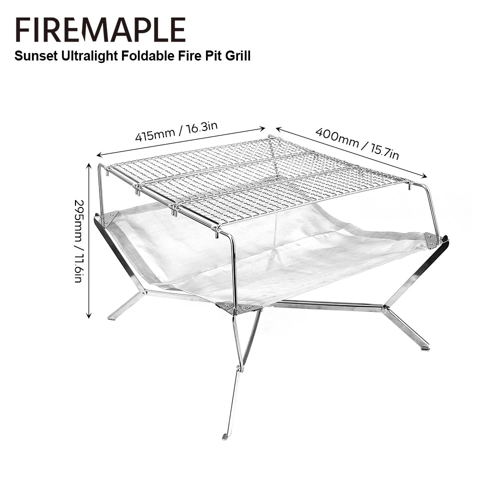 Fire-Maple Sunset Ultralight Foldable Fire Pit Grill – Portable Wood Stove for Outdoor Adventures