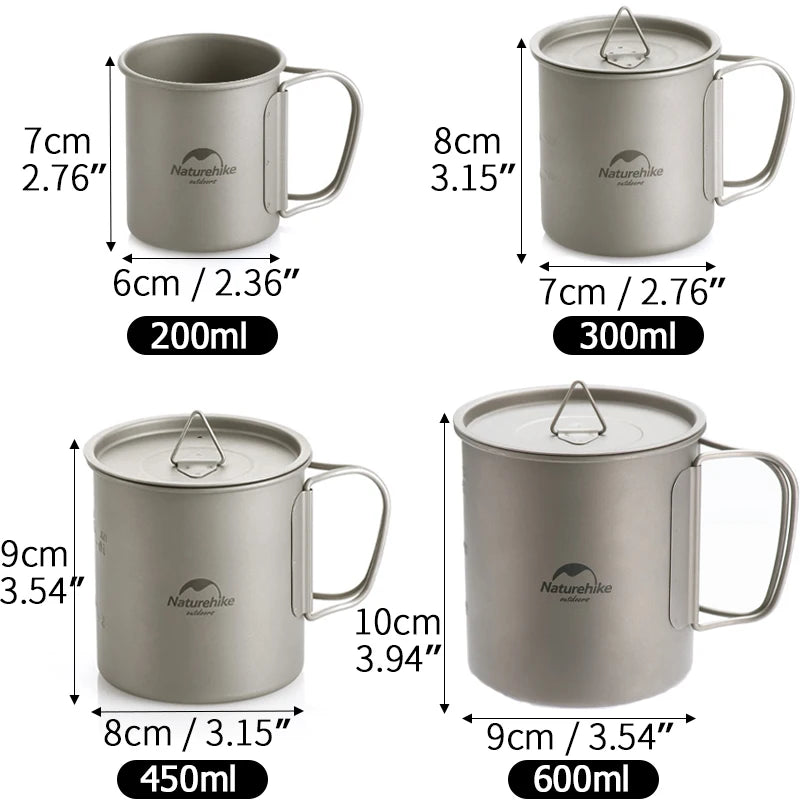 Naturehike Titanium Cup Camping Mug – Ultralight Tableware for Travel, Hiking & Outdoor Cooking
