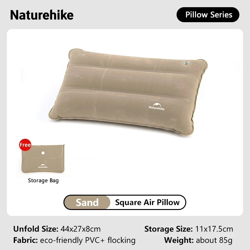 Naturehike Square Inflatable Pillow – Ultralight Folding Travel Pillow for Camping & Hiking