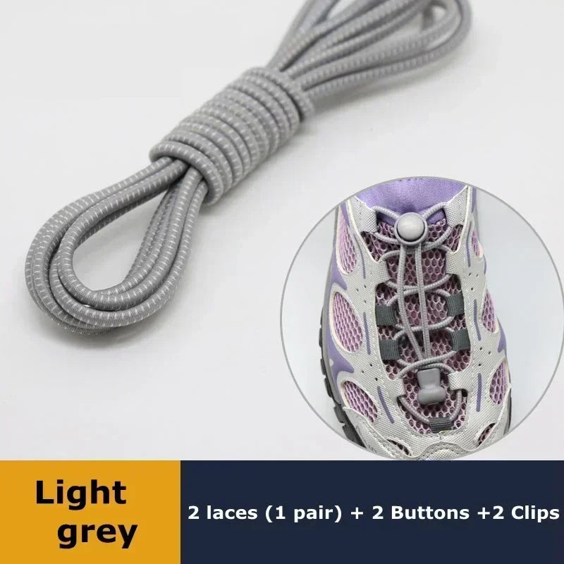 1Pair Elastic Shoelaces with Lock Sneaker No Tie Shoe Laces Stretching Lock Round Lock Lazy Quick Shoelace Hiking Shoestrings